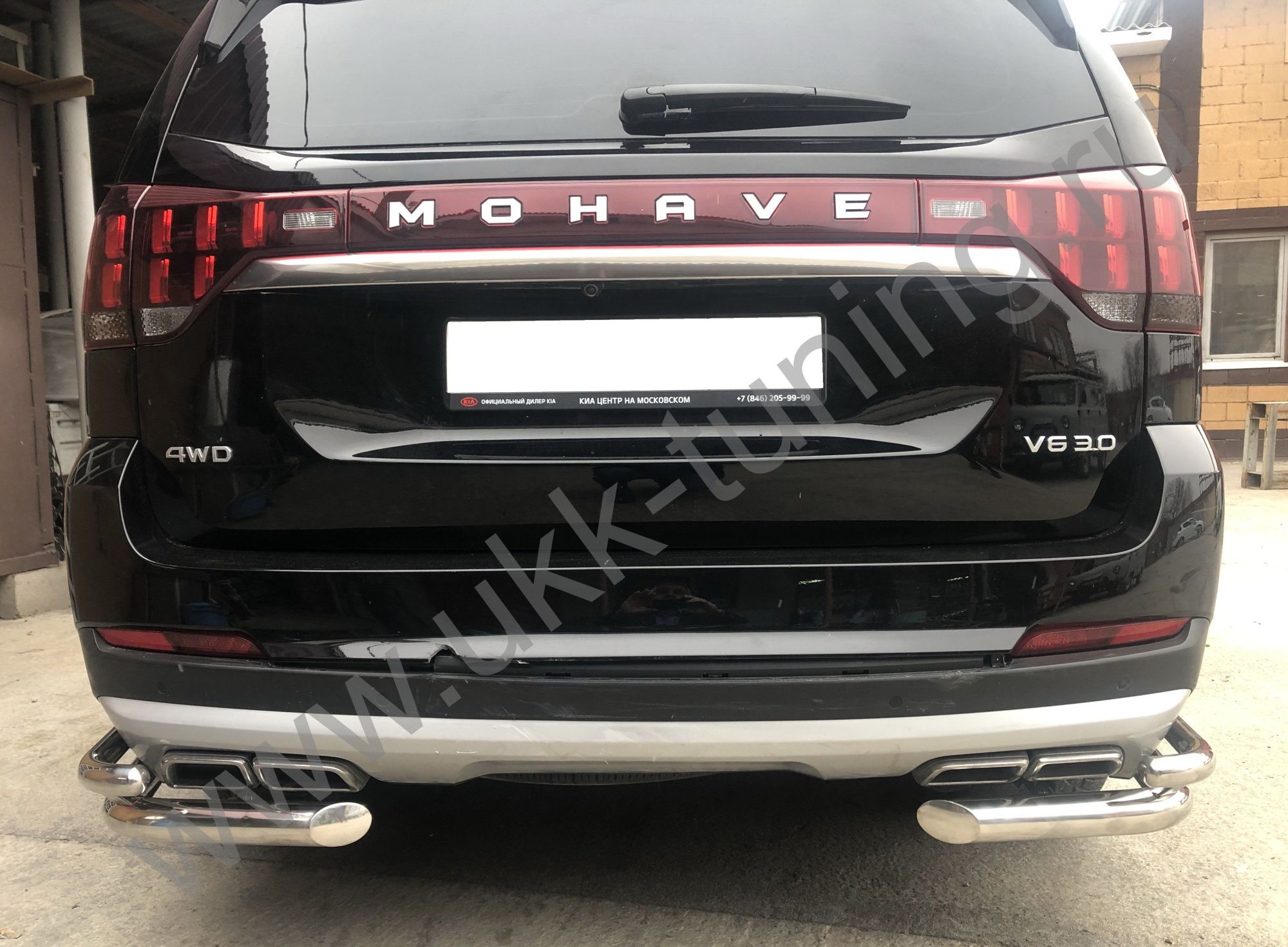 Защита заднего бампера Kia Mohave с 2021 угловая двойная