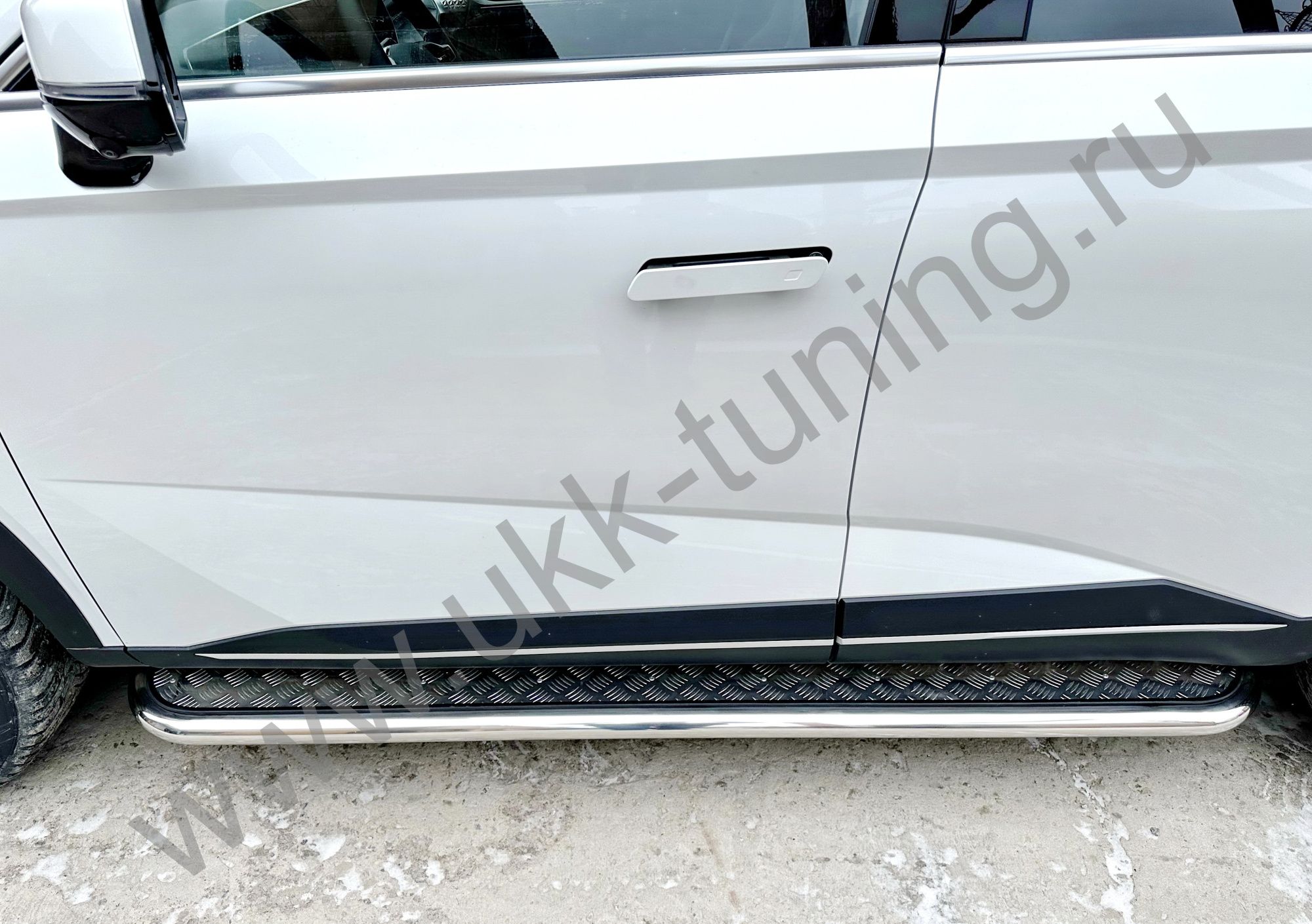 Боковые подножки Haval F7 c 2024 с накладным листом