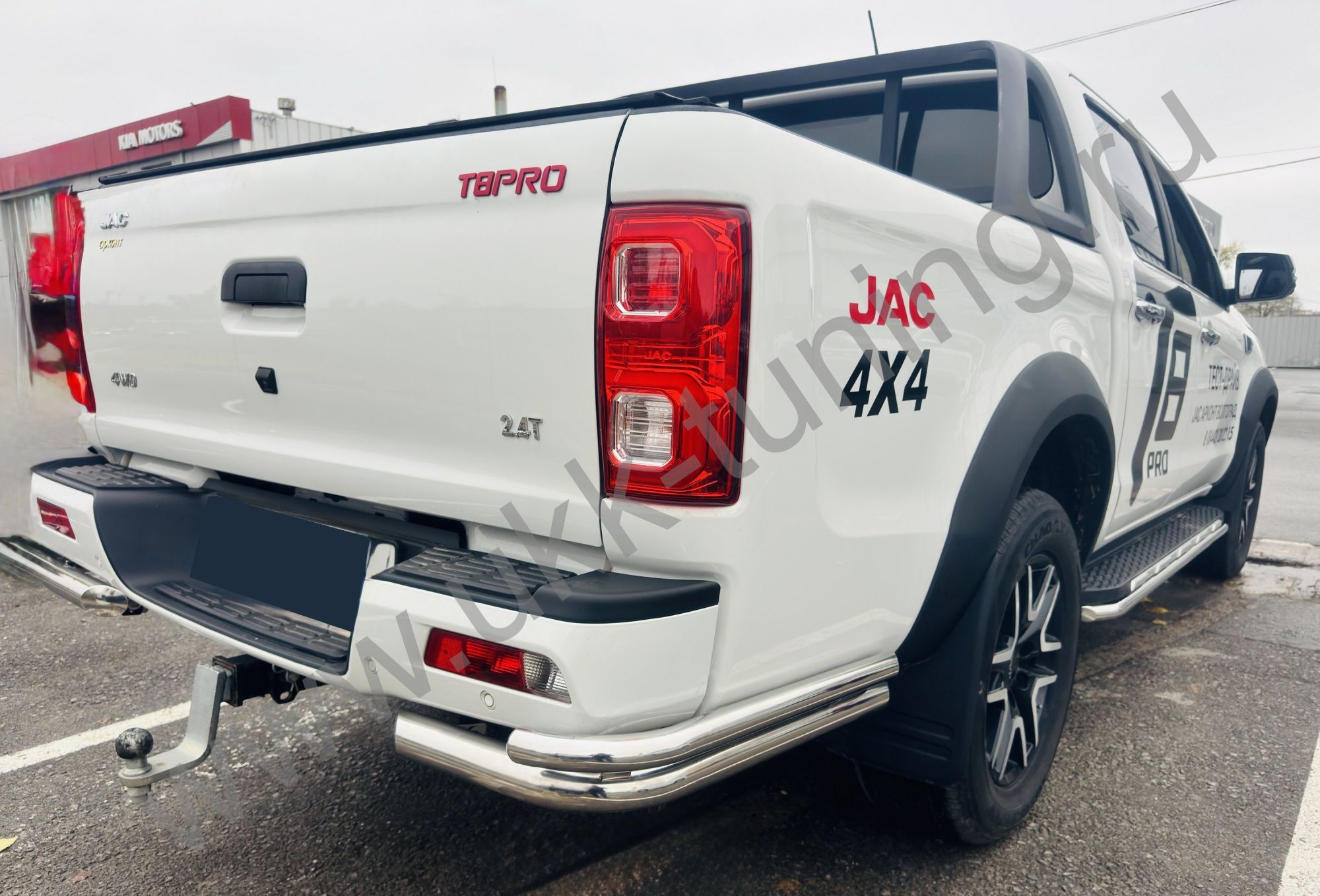 Защита заднего бампера угловая двойная Jac T8 Pro 2020