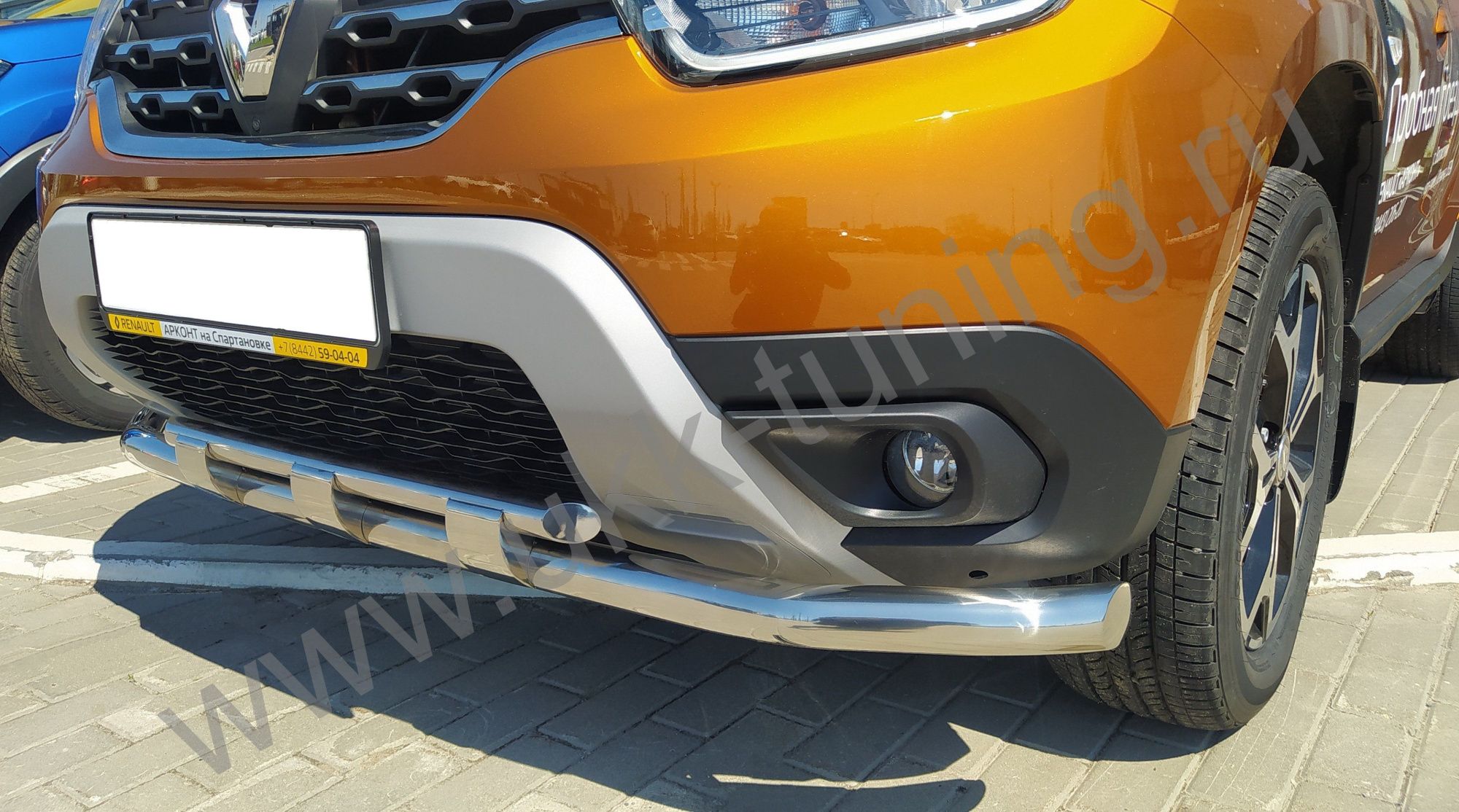 Защита переднего бампера Renault Duster c 2021 двойная с перемычками