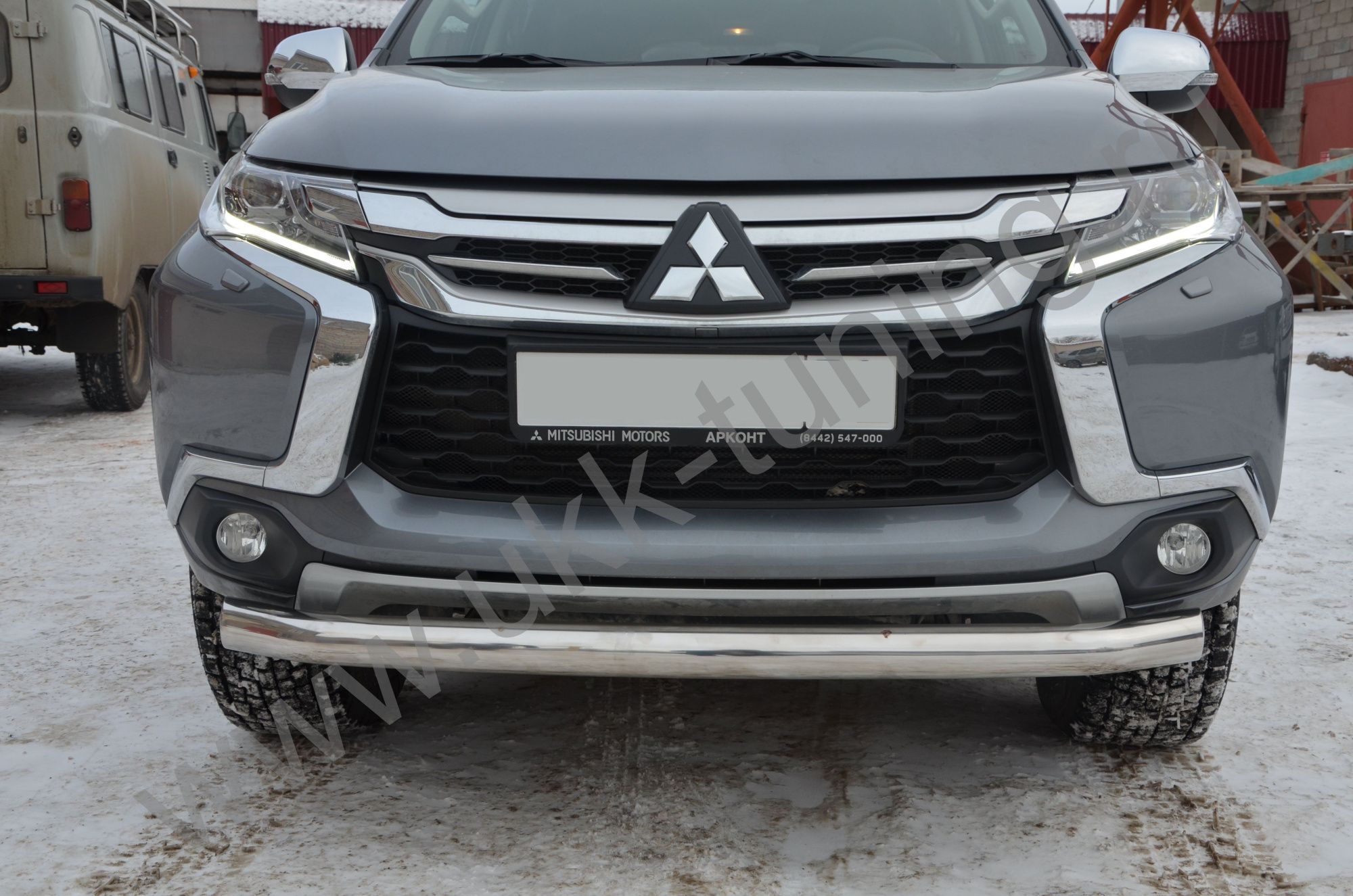 Защита переднего бампера Mitsubishi Pajero Sport с 2017 Защита переднего бампера Mitsubishi Pajero Sport с 2017