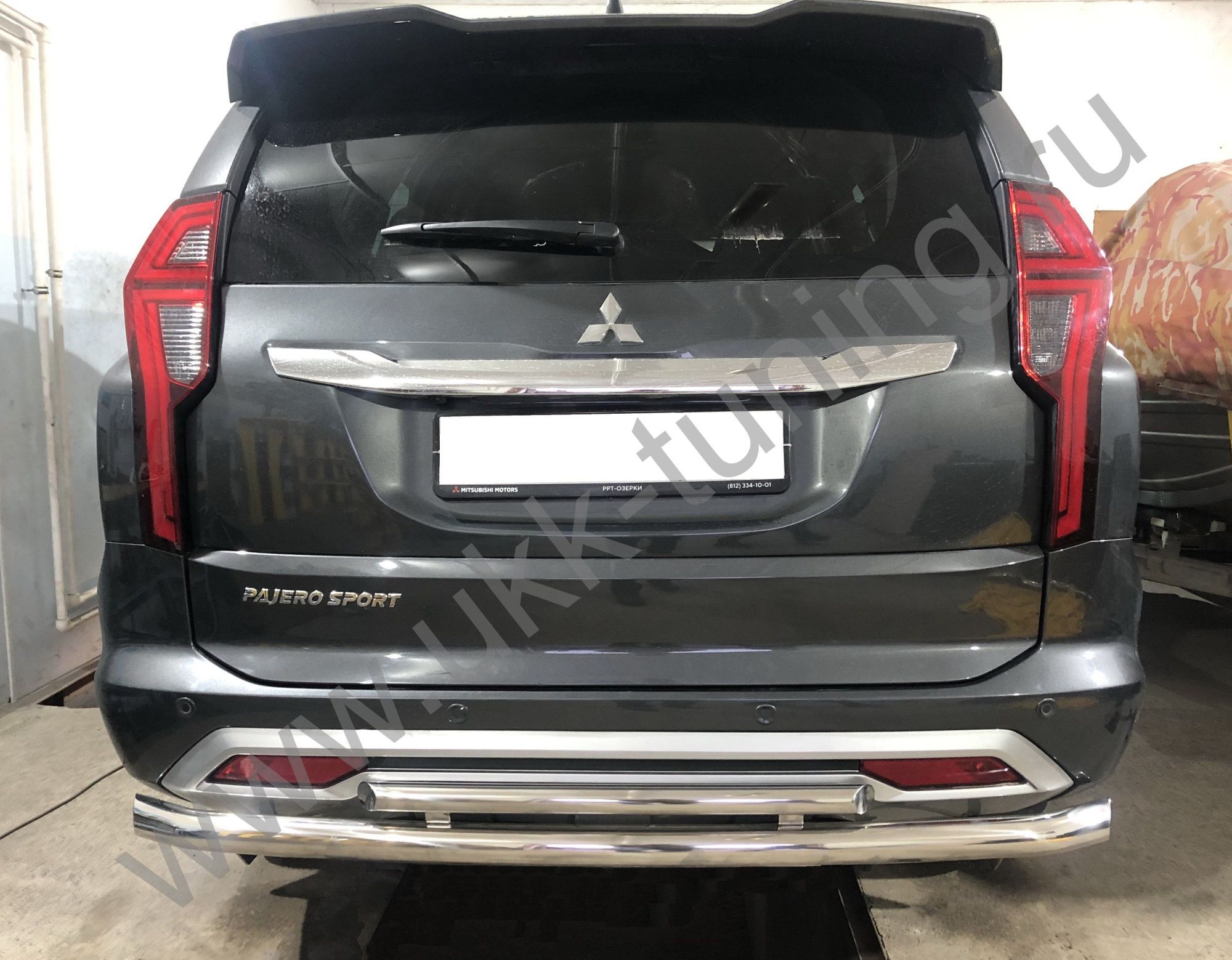 Защита заднего бампера двойная Mitsubishi Pajero Sport с 2021 Защита заднего бампера двойная Mitsubishi Pajero Sport с 2021