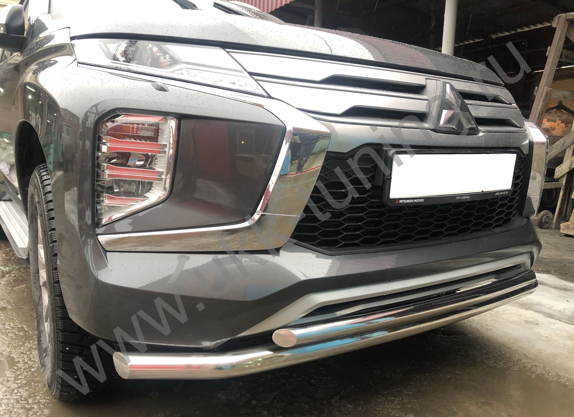 Защита переднего бампера двойная Mitsubishi Pajero Sport с 2021 Защита переднего бампера двойная Mitsubishi Pajero Sport с 2021