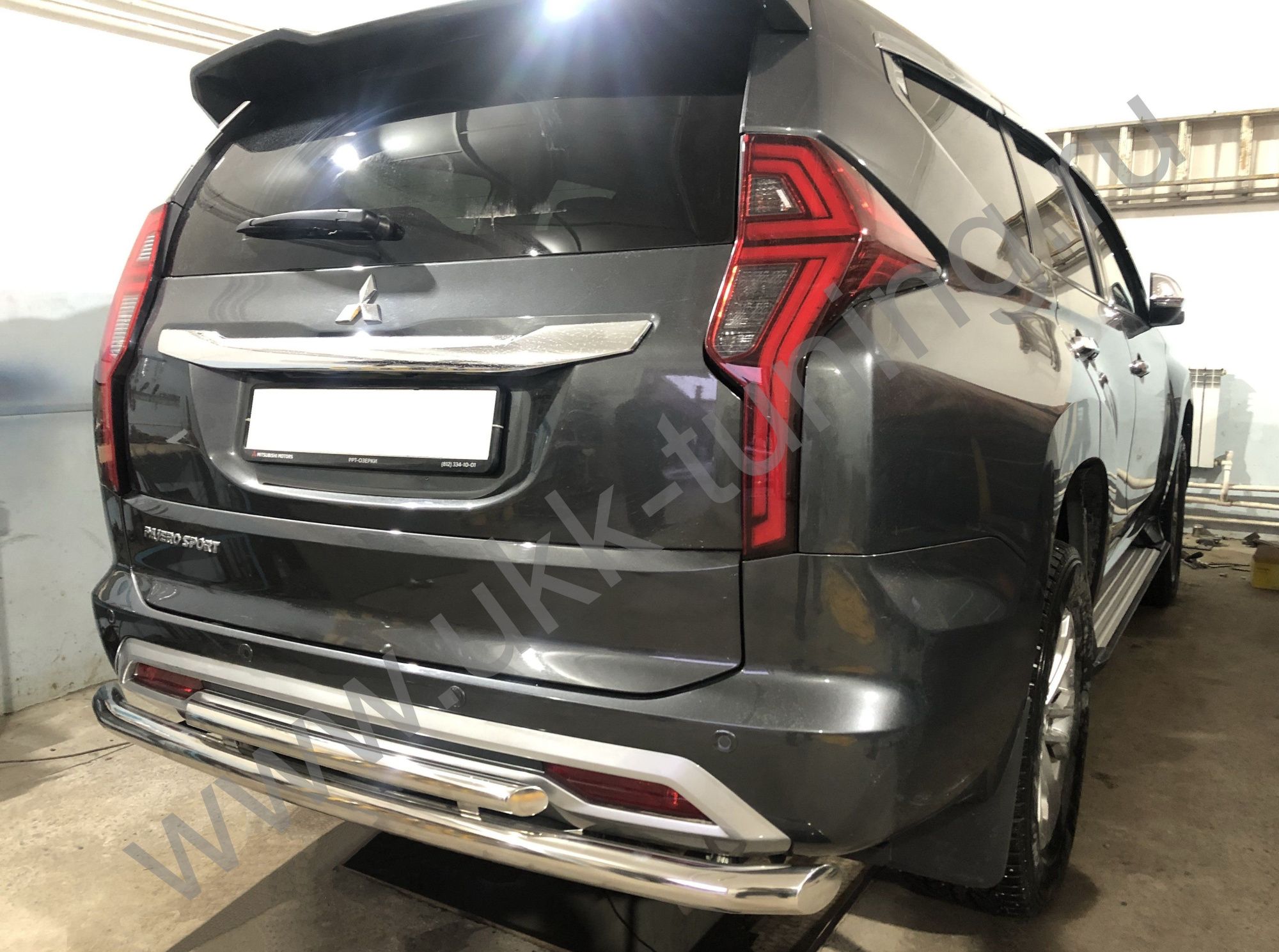 Защита заднего бампера двойная Mitsubishi Pajero Sport с 2021 Защита заднего бампера двойная Mitsubishi Pajero Sport с 2021