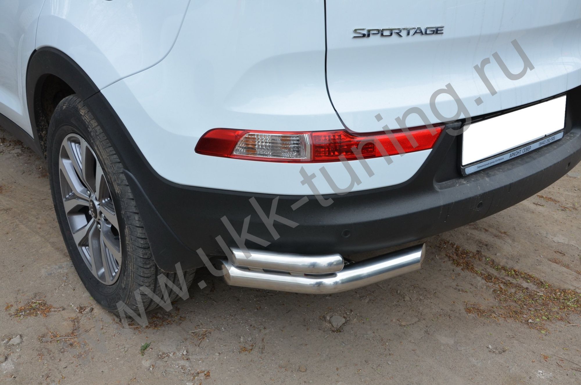 Защита заднего бампера угловая двойная Kia Sportage с 2018-2020