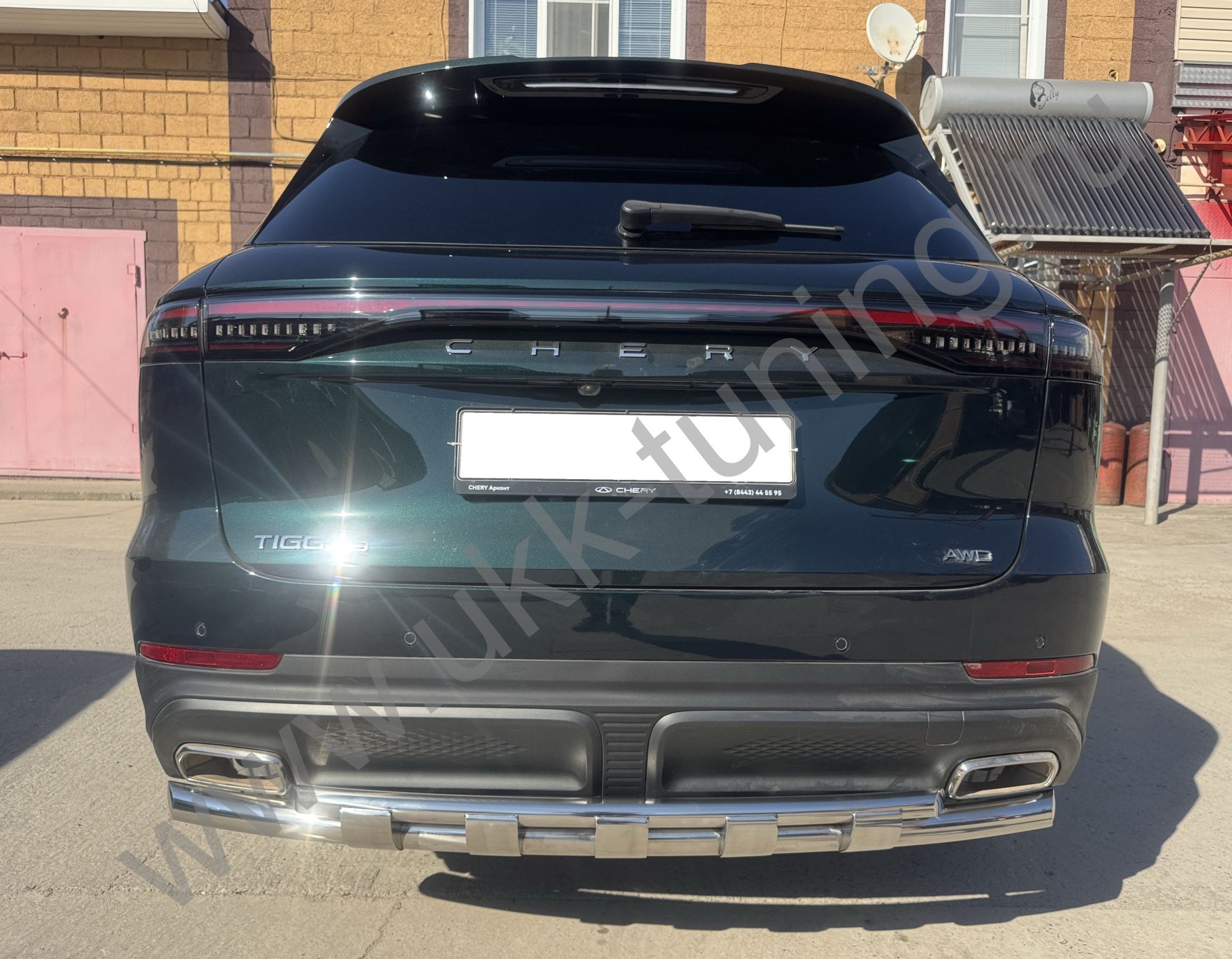 Защита заднего бампера двойная с перемычками Chery Tiggo 9 с 2024