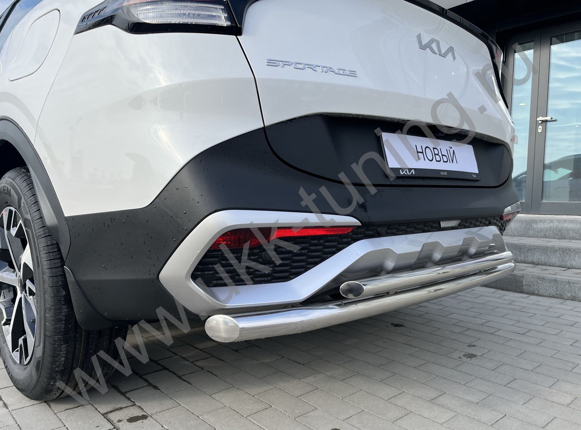 Защита заднего бампера двойная KIA Sportage 2022 комплектация GT-Line (кроме комплектации Style и X-Line) Защита заднего бампера двойная KIA Sportage 2022 комплектация GT-Line (кроме комплектации Style и X-Line)