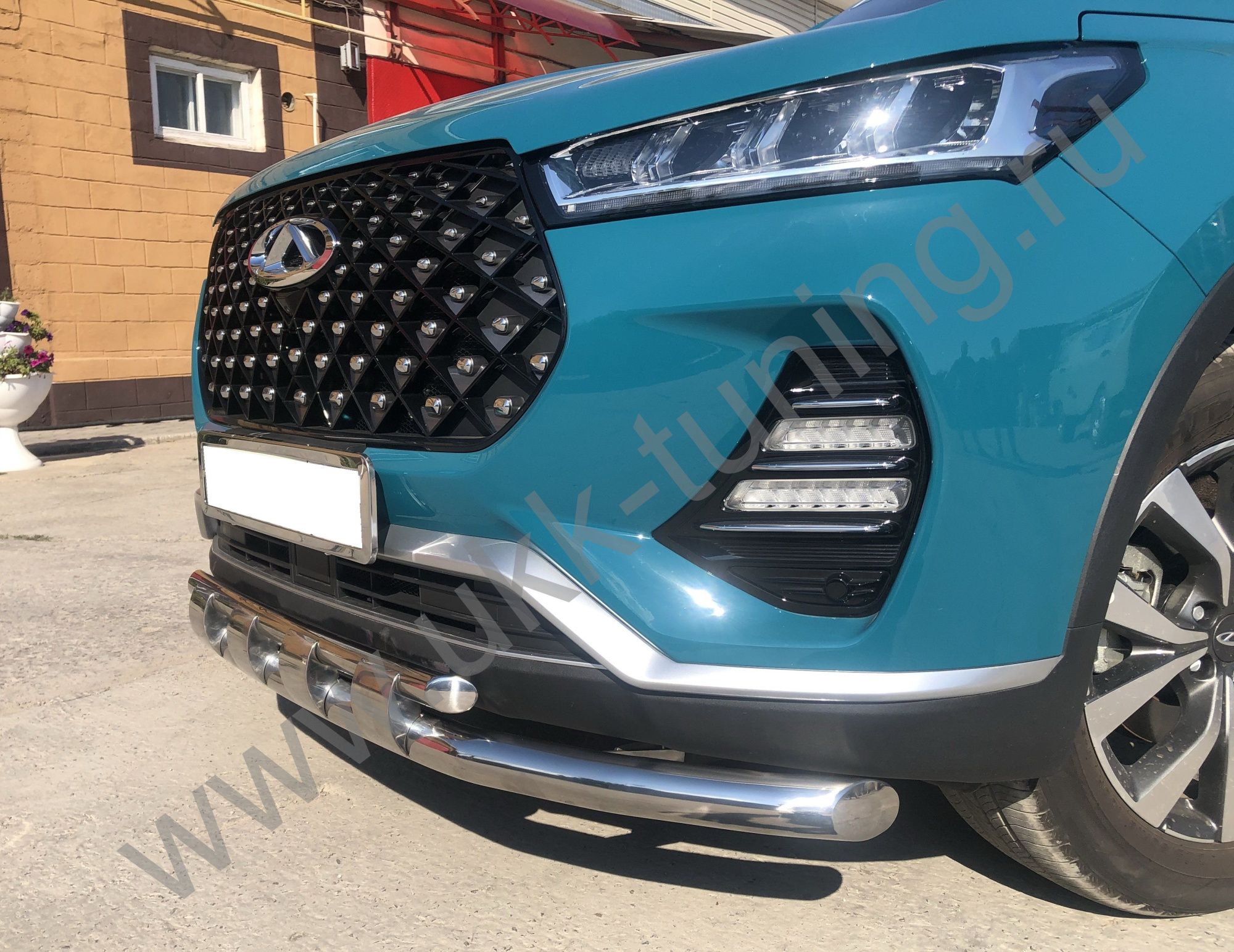 Защита переднего бампера двойная с перемычками Chery Tiggo 7 Pro 2021 Защита переднего бампера двойная с перемычками Chery Tiggo 7 Pro 2021