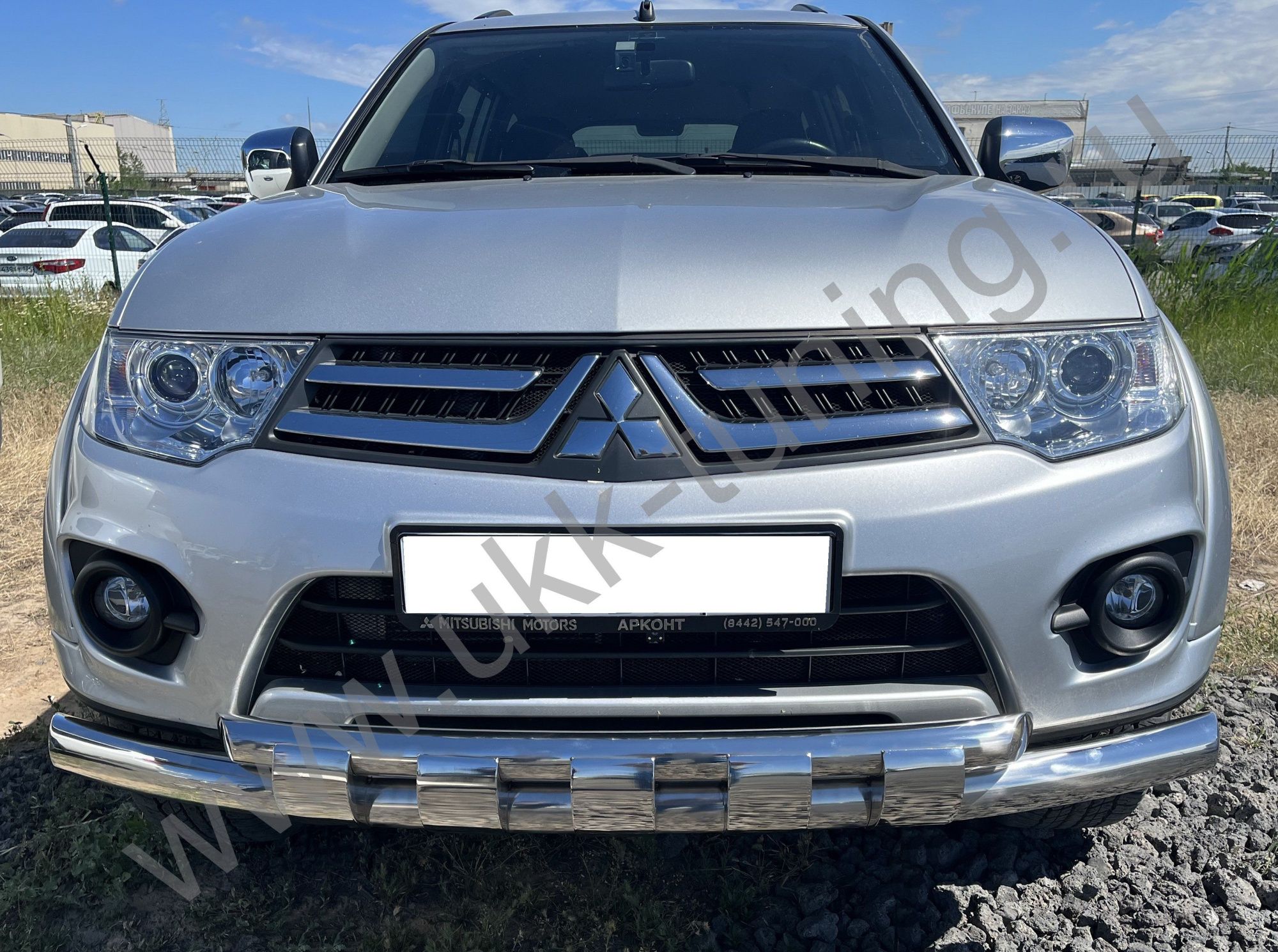 Защита переднего бампера двойная с перемычками Mitsubishi Pajero Sport с 2008 Защита переднего бампера двойная с перемычками Mitsubishi Pajero Sport с 2008