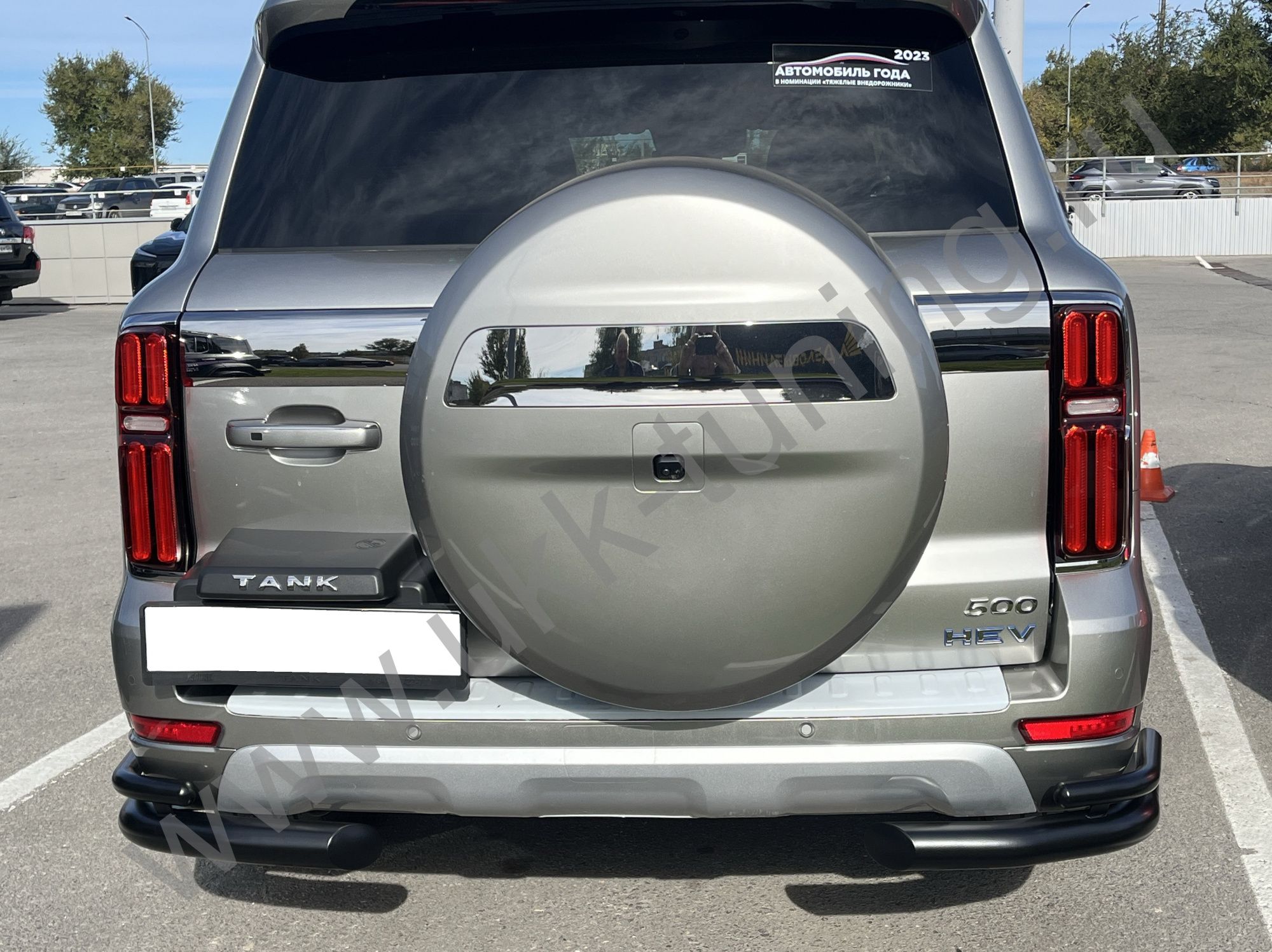 Защита заднего бампера угловая двойная с покрытием "раптор" Tank 500 с 2023