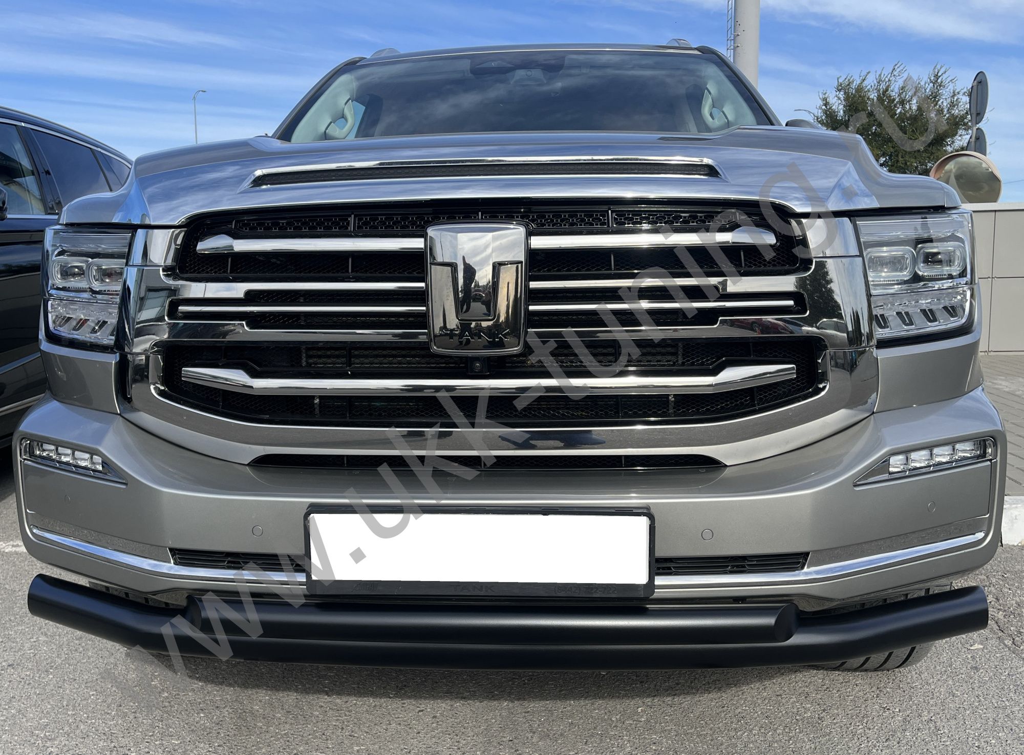 Защита переднего бампера двойная с покрытием "Раптор" Tank 500 с 2023