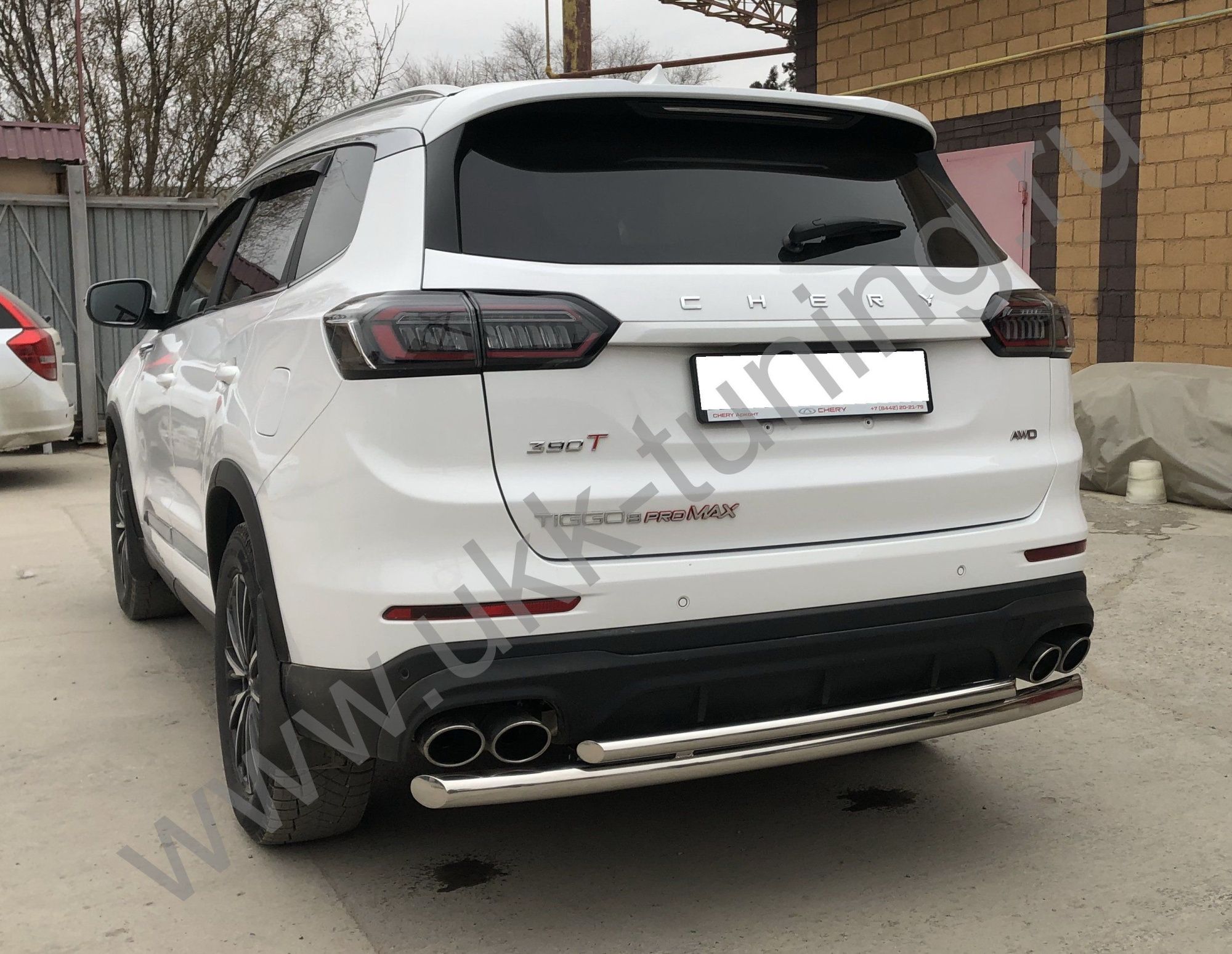 Защита заднего бампера двойная Chery Tiggo 8 Pro Max 2022