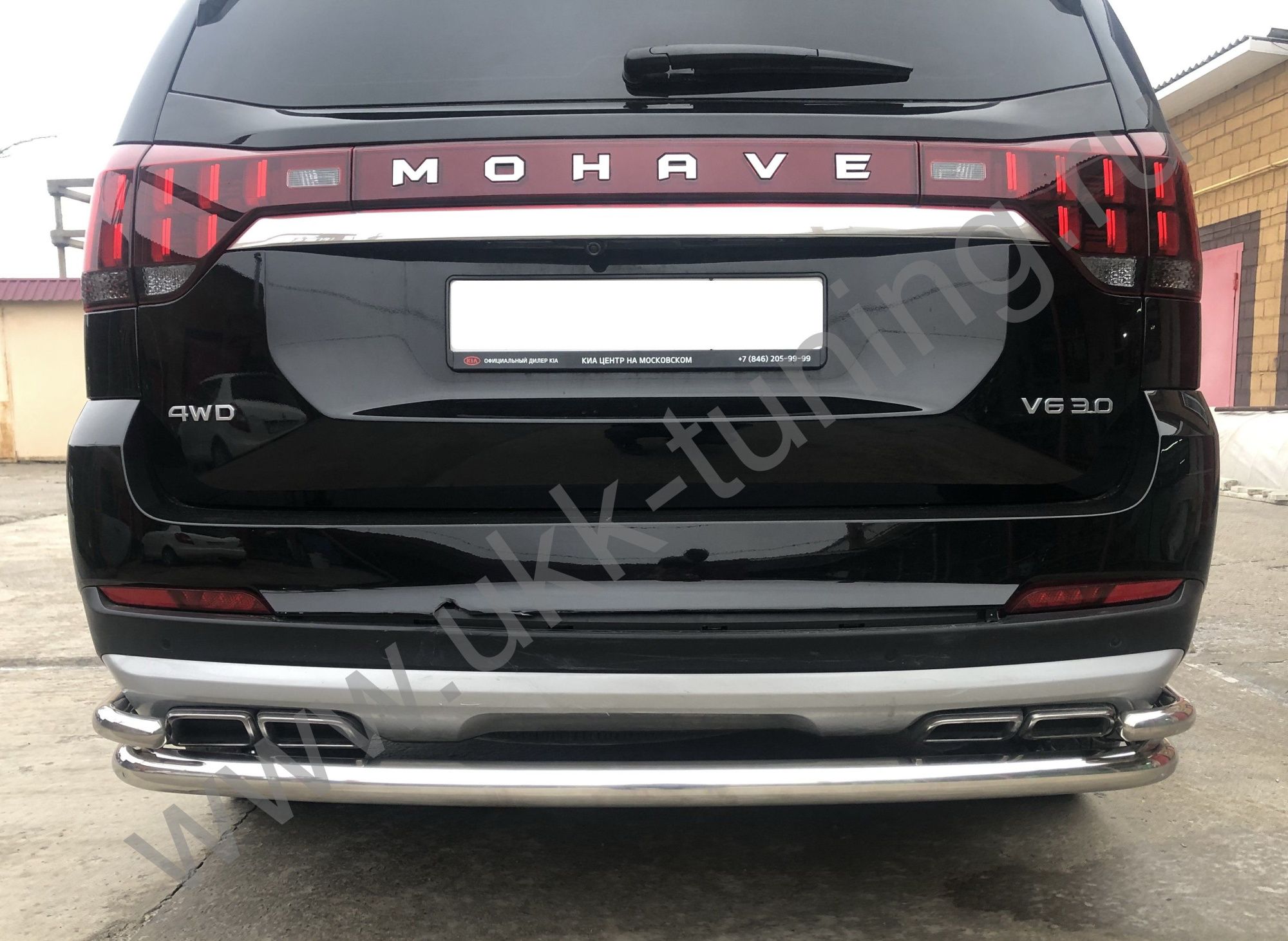 Защита заднего бампера Kia Mohave с 2021 угловая большая двойная Защита заднего бампера Kia Mohave с 2021 угловая большая двойная