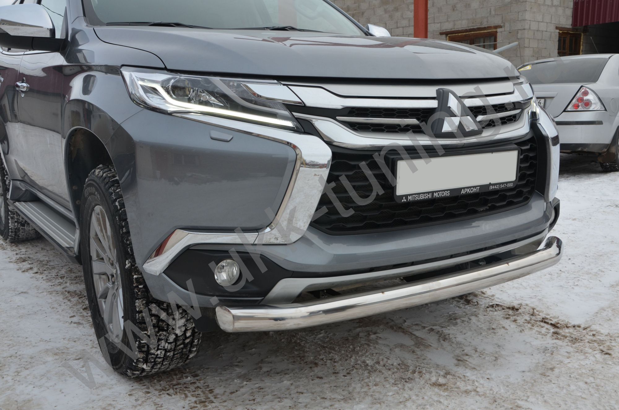 Защита переднего бампера Mitsubishi Pajero Sport с 2017 Защита переднего бампера Mitsubishi Pajero Sport с 2017