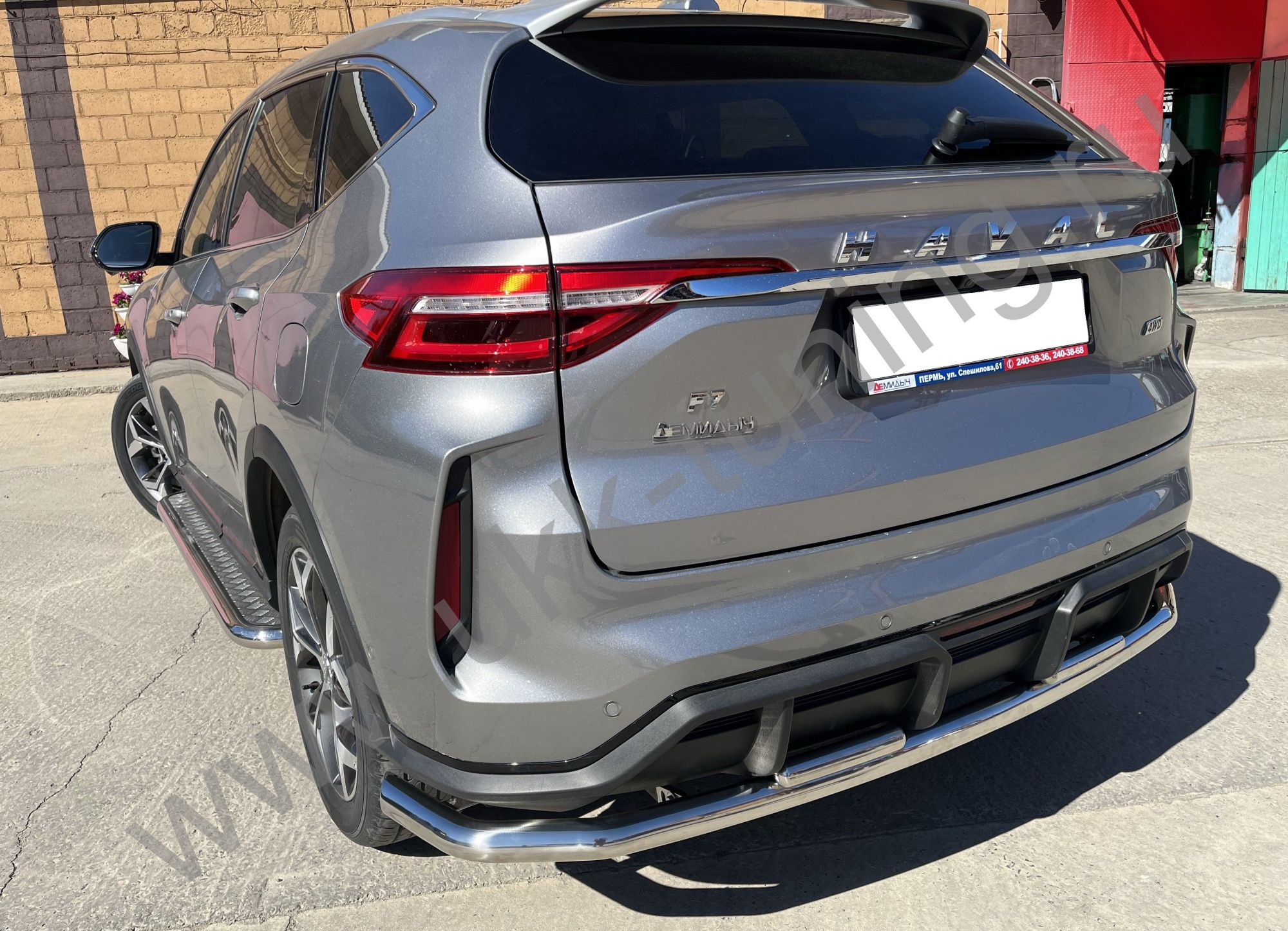 Защита заднего бампера угловая большая двойная Haval F7 2022 Рестрайлинг Защита заднего бампера угловая большая двойная Haval F7 2022 Рестрайлинг