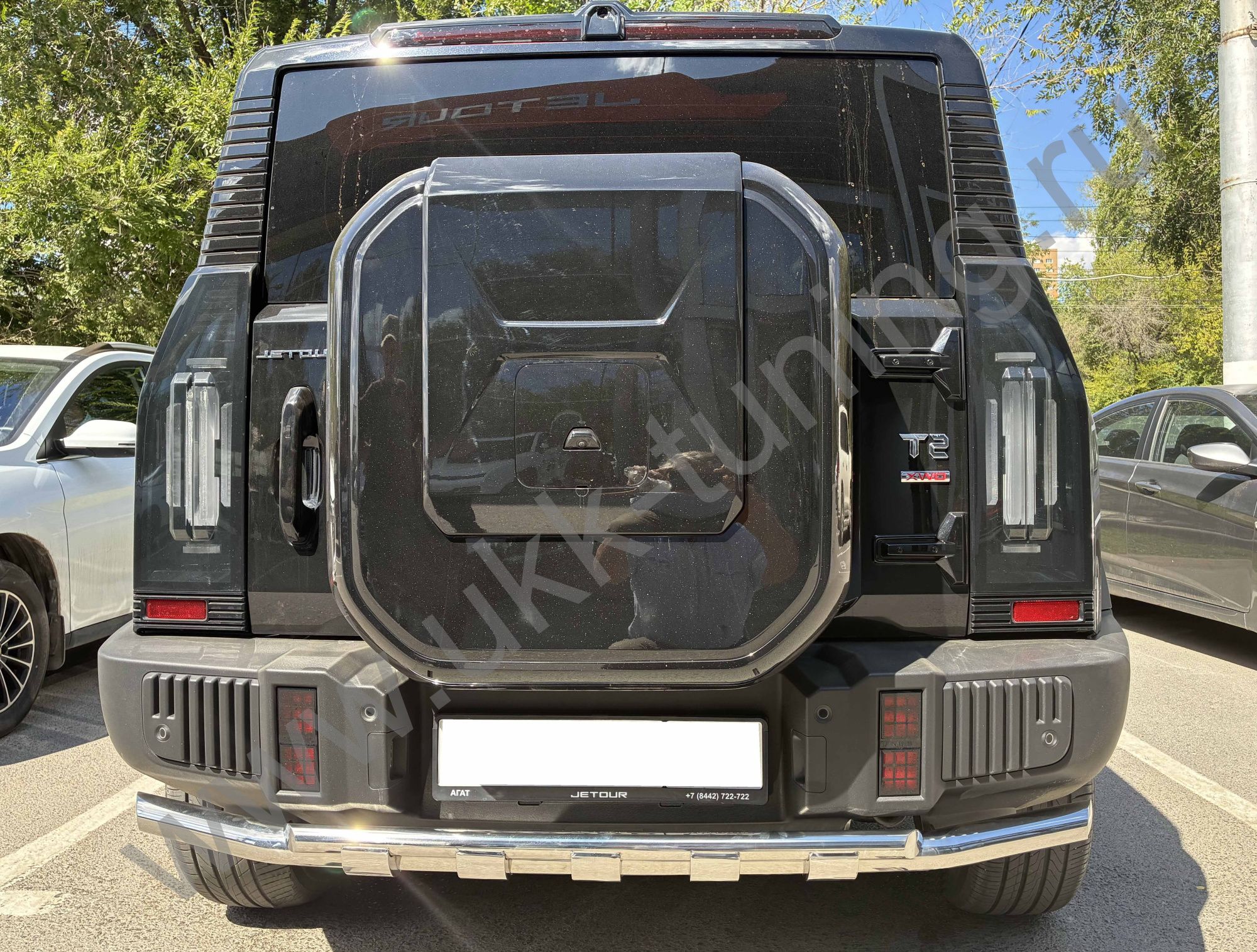 Защита заднего бампера двойная с перемычками Jetuor T2 с 2024
