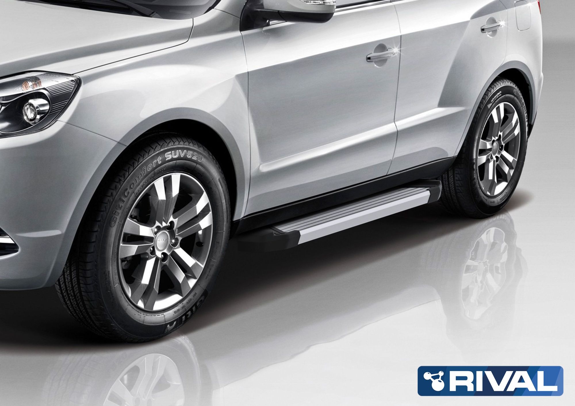 Порог-площадка Silver для Geely Emgrand X7 2018- Порог-площадка Silver для Geely Emgrand X7 2018-