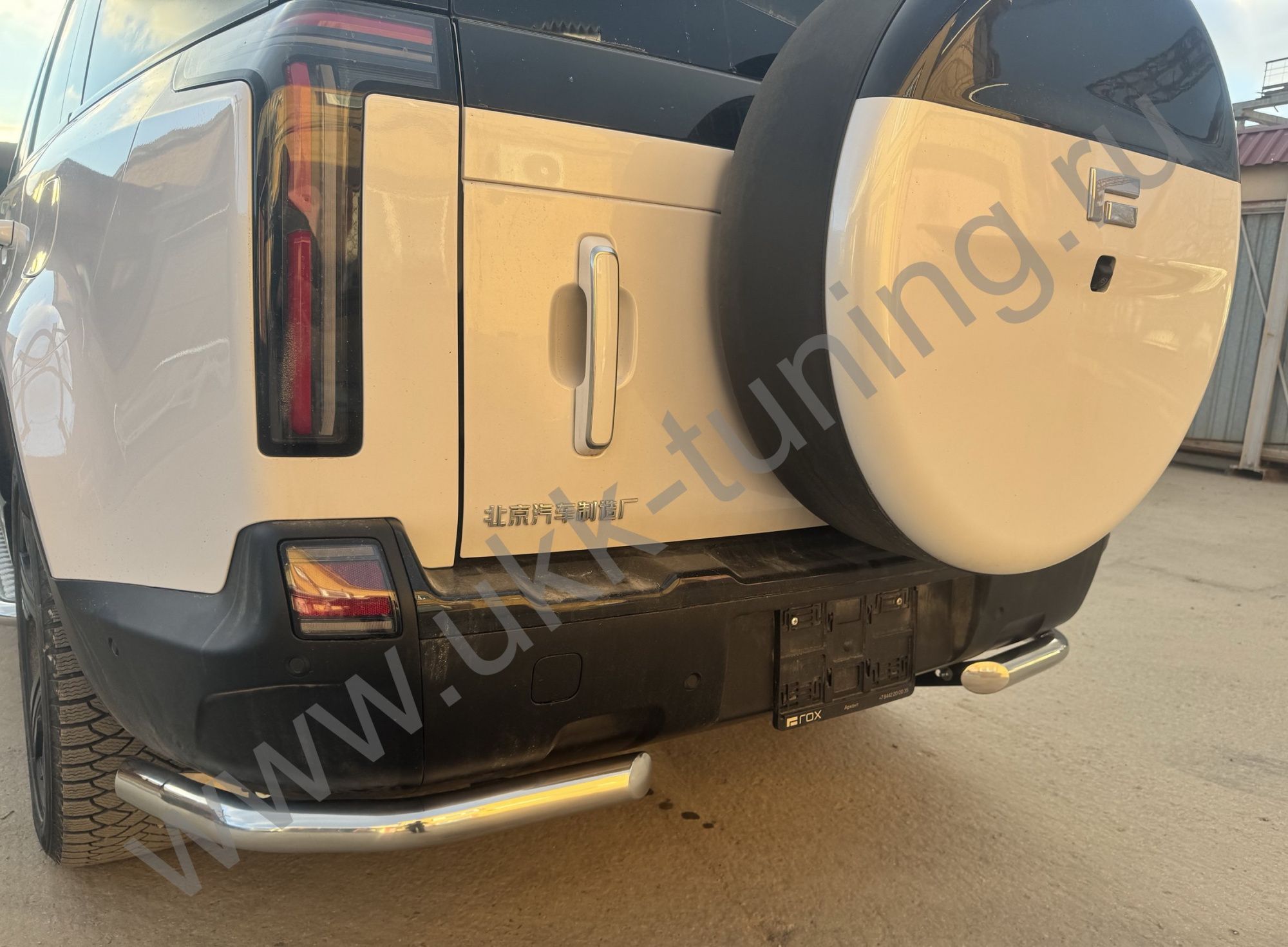 Защита заднего бампера угловая ROX 01