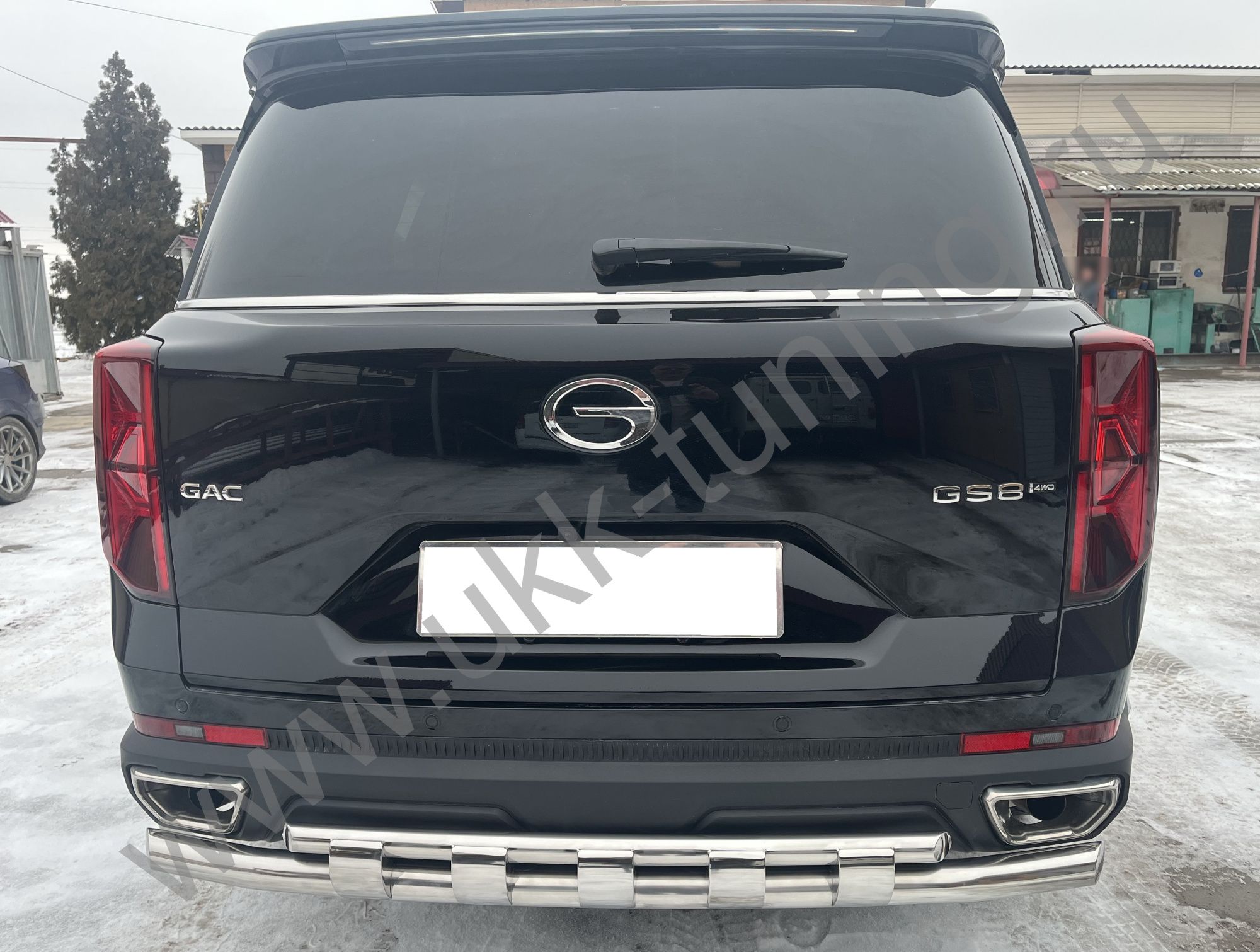 Защита заднего бампера двойная с перемычками GAC GS8 с 2023