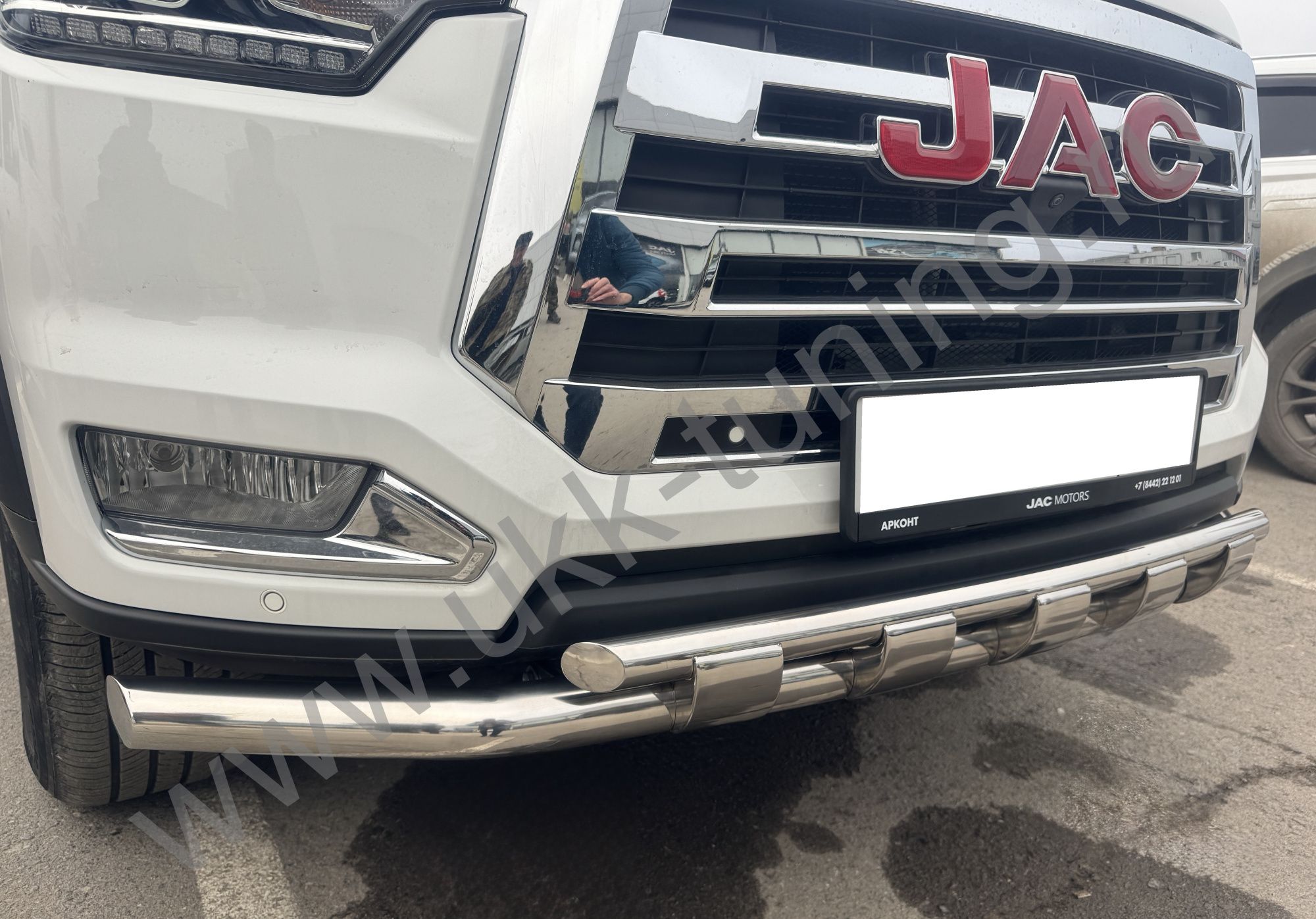 Защита переднего бампера двойная с перемычками Jac T8 Pro 2020