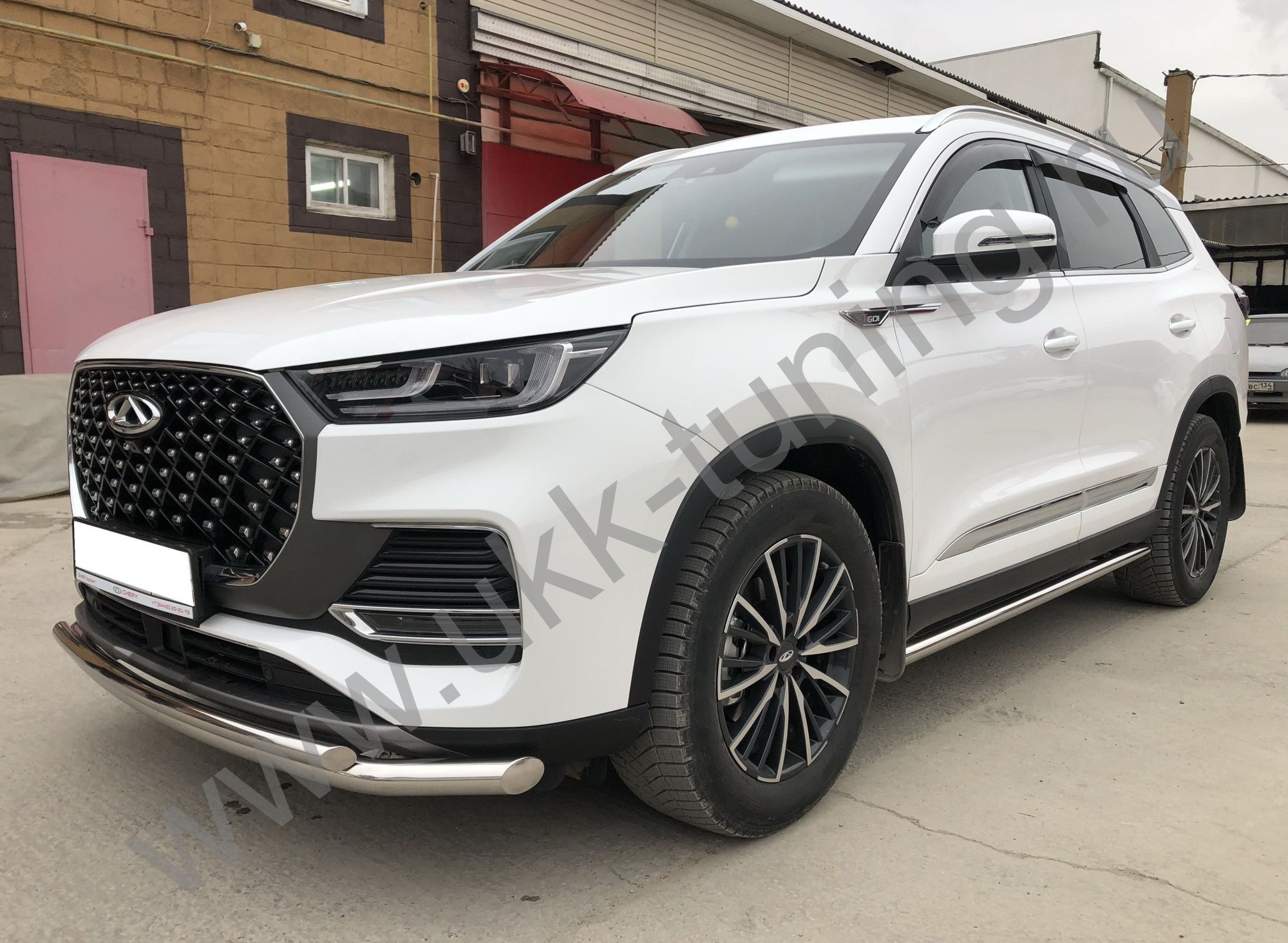 Защита переднего бампера двойная Chery Tiggo 8 Pro Max 2022