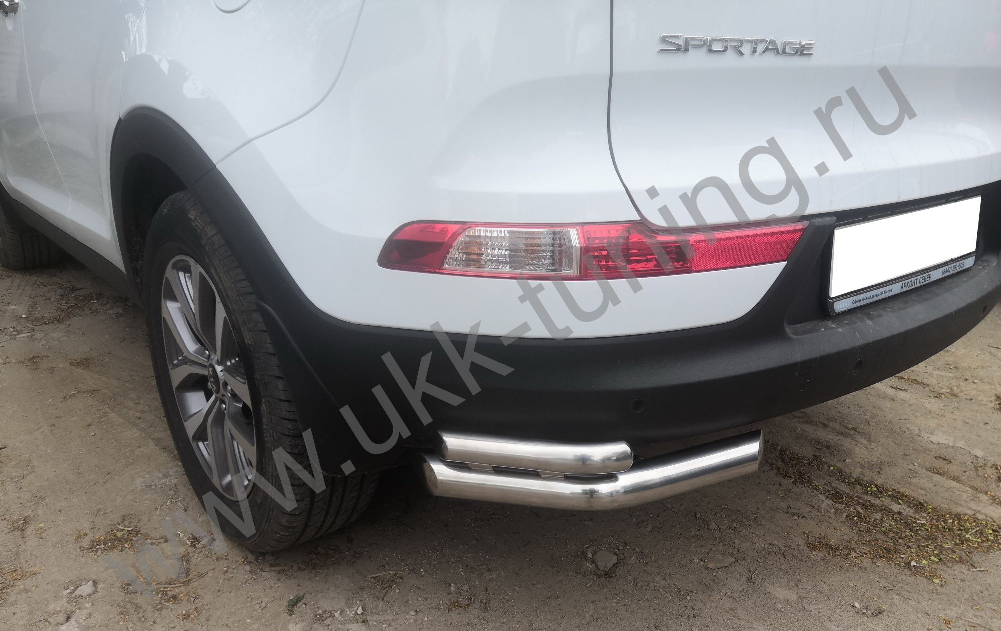 Защита заднего бампера угловая двойная Kia Sportage 3 с 2010-2015
