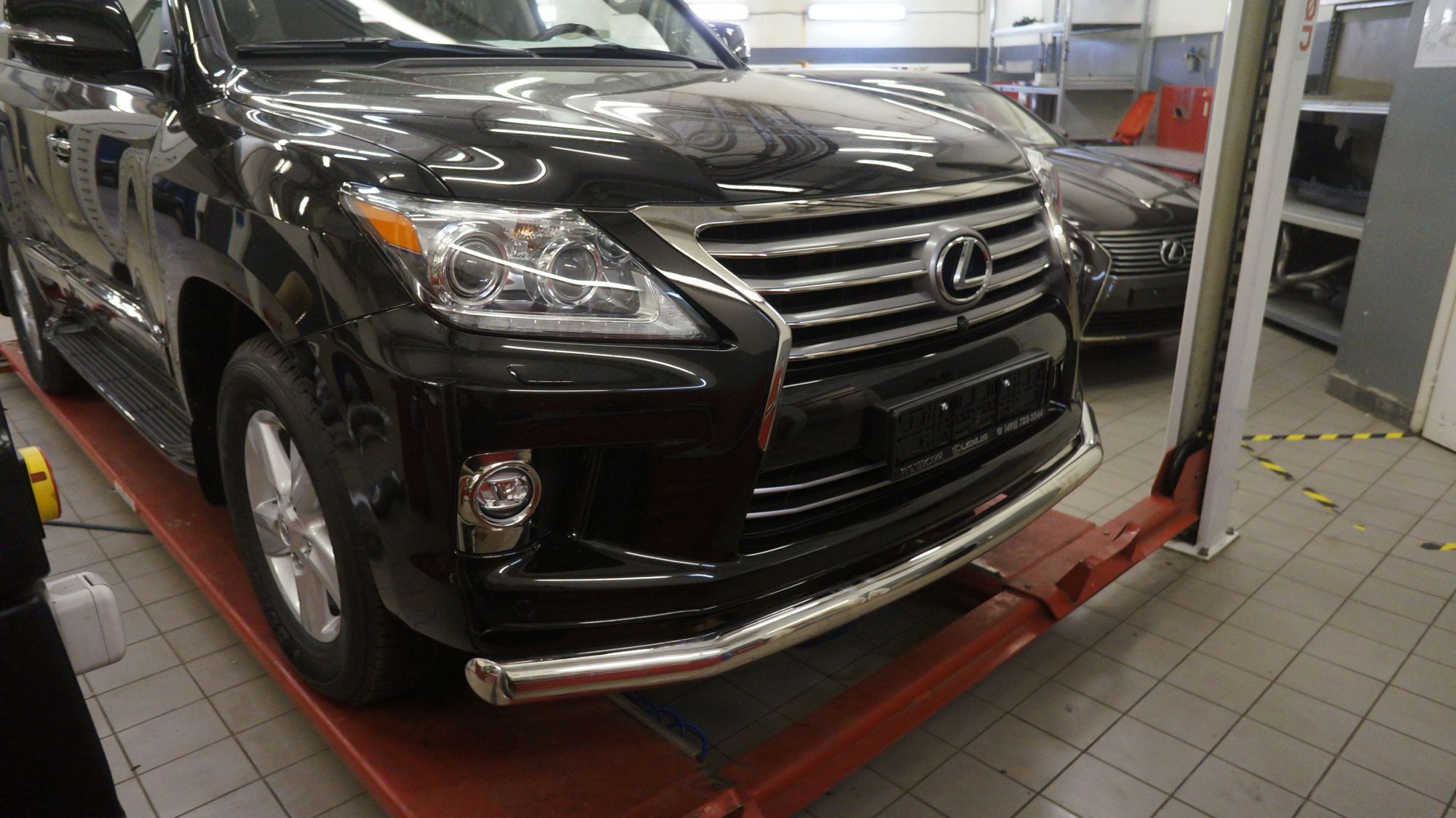 АКЦИЯ!!! Защита переднего бампера и заднего бампера Lexus LX 570 2008-2015 (одиночная)