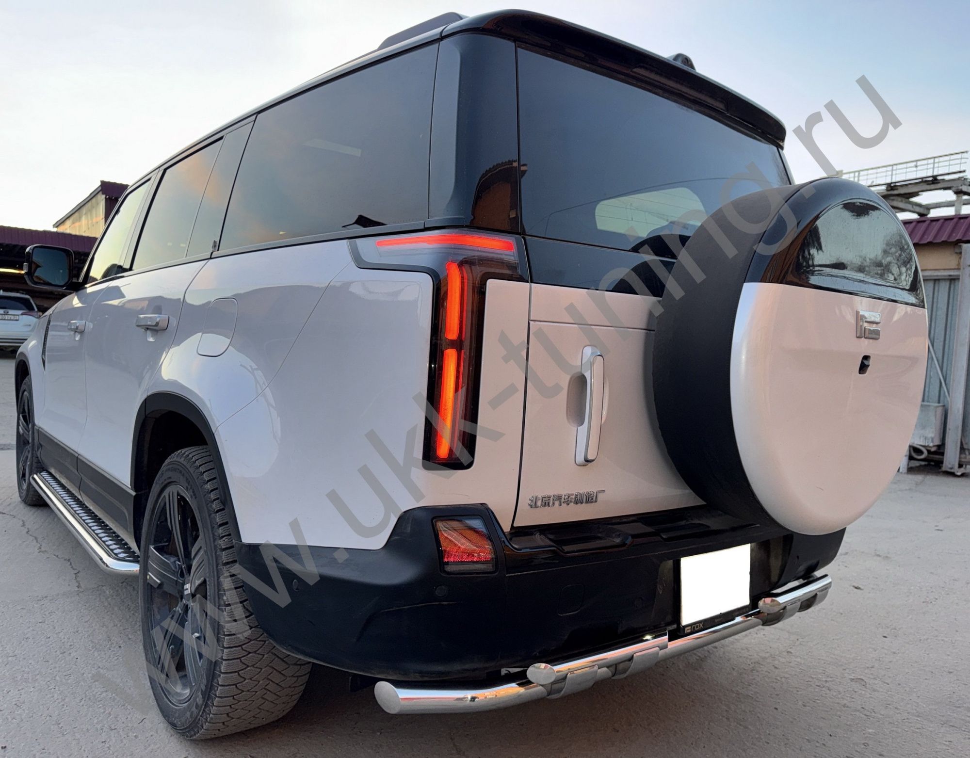 Защита заднего бампера двойная с перемычками ROX 01