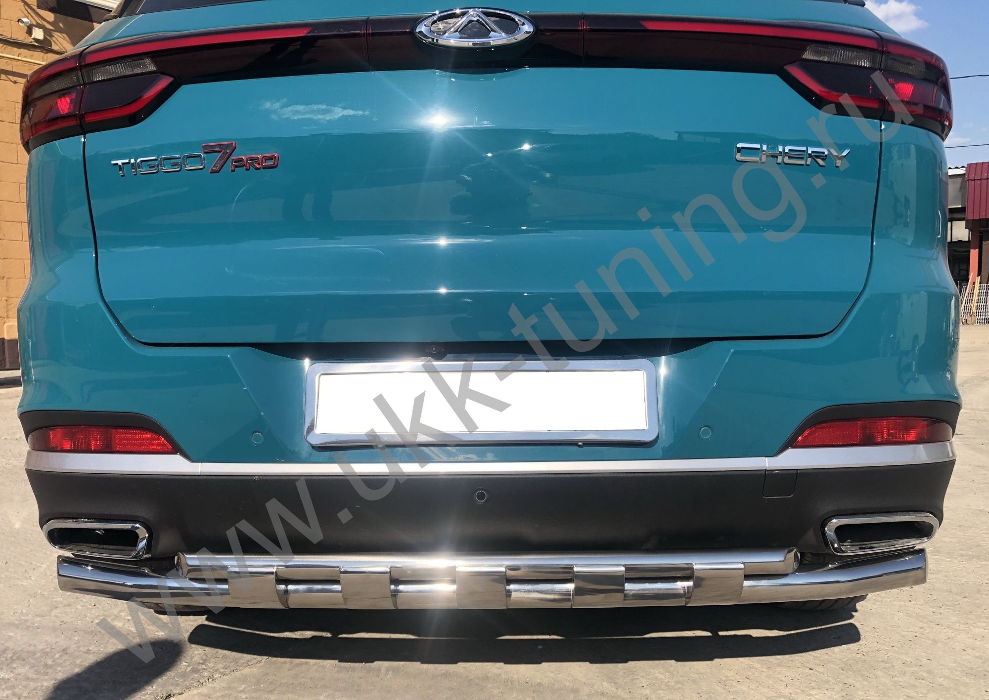 Защита заднего бампера двойная с перемычками Chery Tiggo 7 Pro 2021