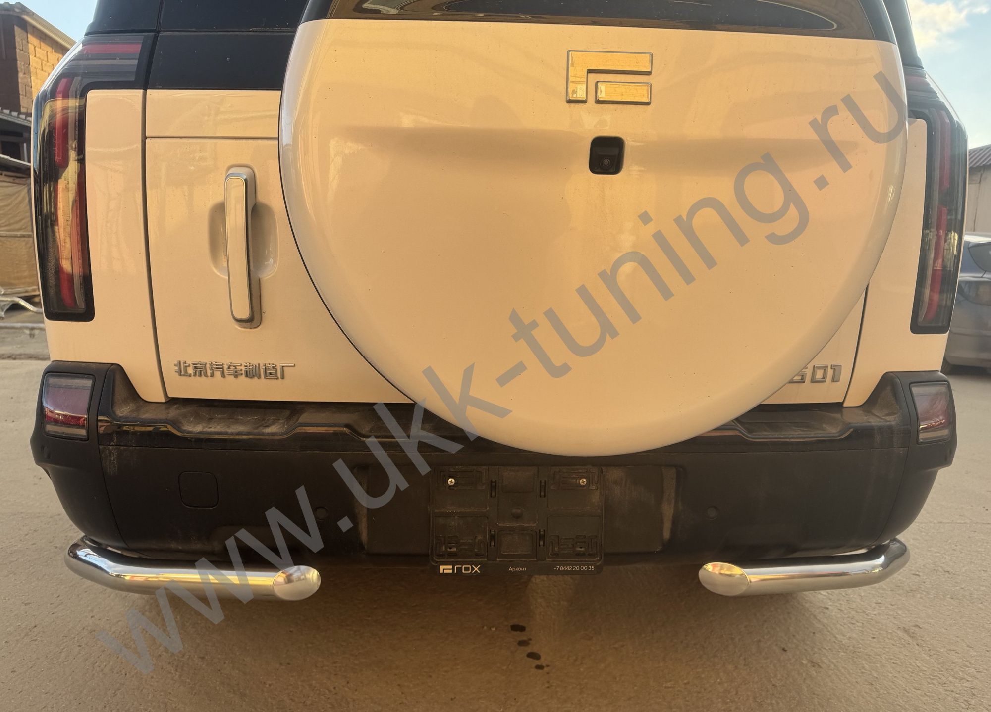 Защита заднего бампера угловая ROX 01