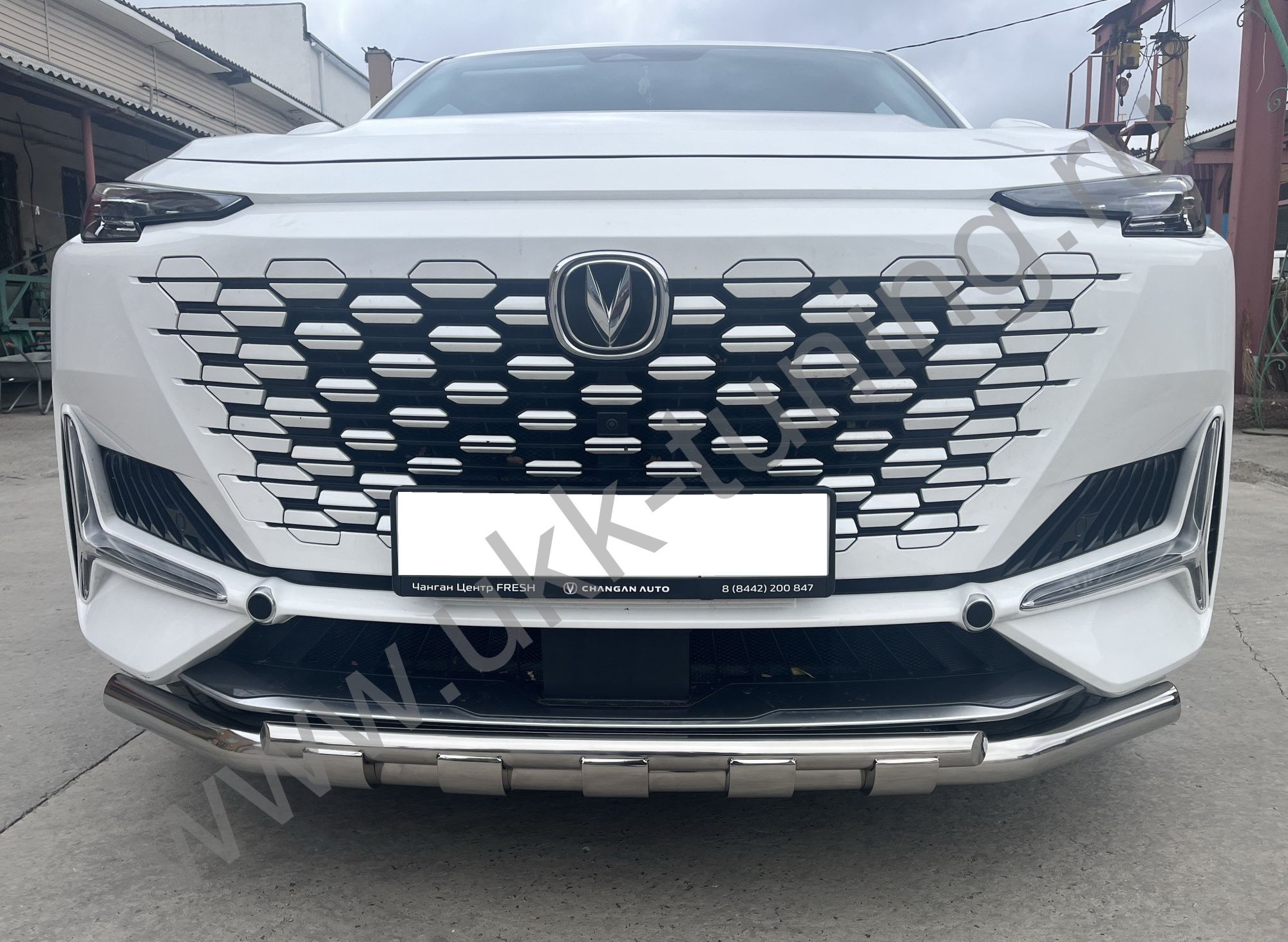 Защита переднего бампера двойная с перемычками Changan UNI-K