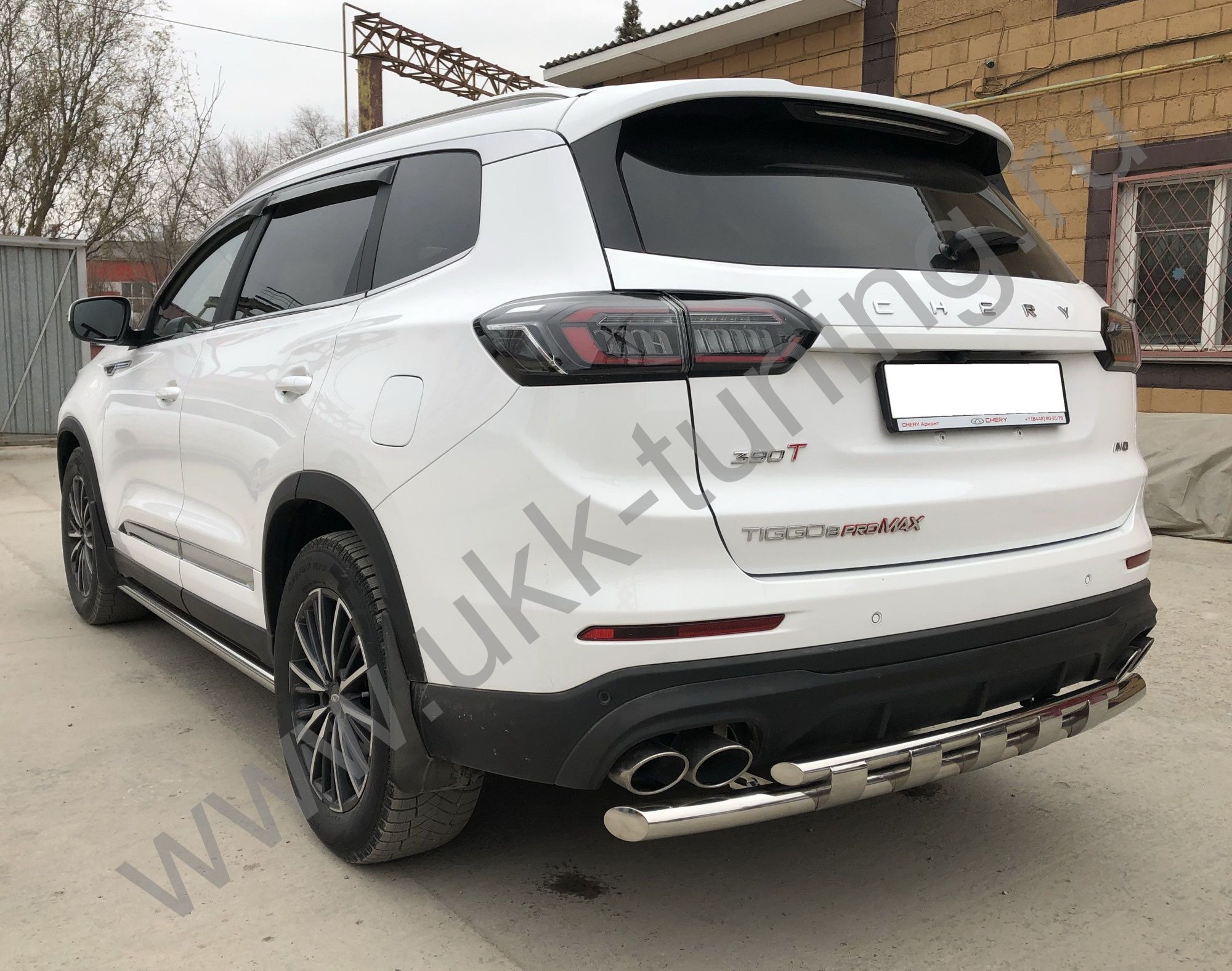 Защита заднего бампера двойная с перемычками Chery Tiggo 8 Pro Max 2022