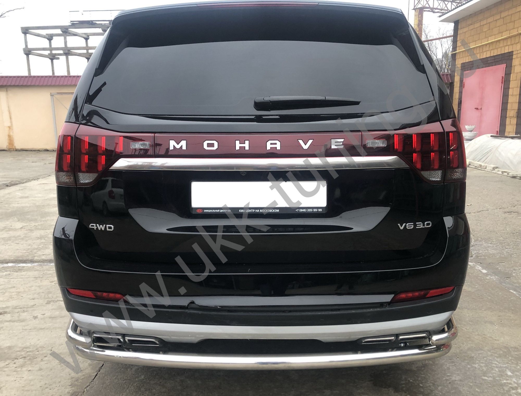 Защита заднего бампера Kia Mohave с 2021 угловая большая двойная Защита заднего бампера Kia Mohave с 2021 угловая большая двойная