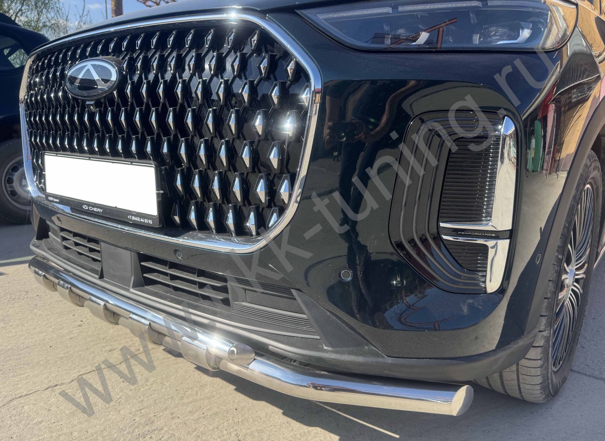 Защита переднего бампера двойная с перемычками Chery Tiggo 9 с 2024